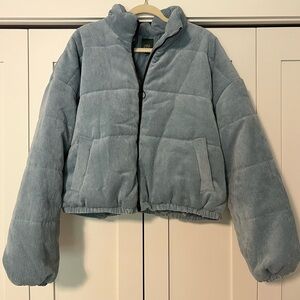 XXL teal corduroy cropped puffer jacket, Brand Wild Fable